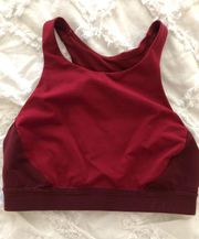 red sports bra, size 6