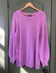 Karl Lagerfeld Paris Women’s Purple Sweater with Rhinestones Size Large