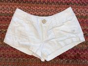 RETRO Y2K WHITE CORDUROY OP LOW RISE SHORT SHORTS