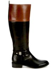 Knee High Riding Boots Brown Black 9.5 Wide Calf
