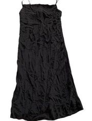 Nine West Dress Womens X Small Black Sleeveless Draped Neck Slip Midi Silk Blend