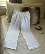 White Cotton Pull On Pants Large Junior