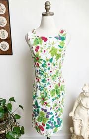 Vintage 90s Berry & Floral Print Wiggle Dress