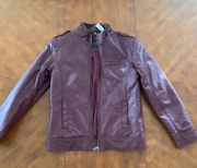 Burgandy Faux Leather Jacket