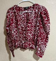 The Kooples red printed V-neck peplum top size 3/large