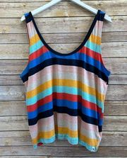 Splendid x Gray Malin Sunray Multicolor Stripe Linen Tank Top Size XL NWT