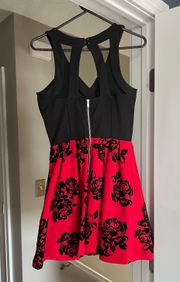 MACYS RED AND BLACK HOMECOMING FORMAL DRESS