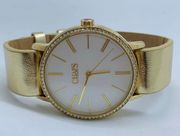 CHAPS 35mm woman gold tone watch rhinestones all stainless steel new battery