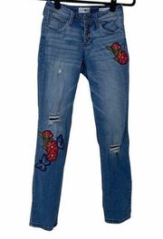 Black Daisy Jamie Butterfly Flower Patch Jeans