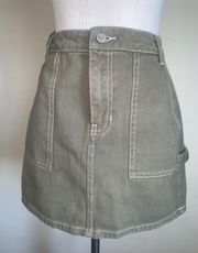 Olive Green Denim Skirt