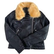 BLANK NYC Biker Jacket With Faux Fur Collar | M
