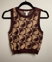 NWT Tilly’s FULL TILT Yin Yang Check Womens Sweater Vest 