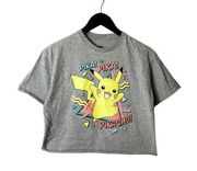 Pokemon Pikachu T Shirt Cartoon Character Raw Hem Graphic Tee Womens Top Medium
