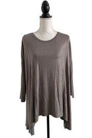 IMAN Grey & Bronze Shimmer Dolman Style Top Shark Bite Hemline Ladies Xtra Large