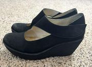 Fly London YASI 682 Womens Black Suede Wedge Mary Jane Shoes EU 39 US 8 - 8.5