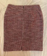 Karl Lagerfeld Paris Women’s Red Multicolored Tweed Lined Pencil Skirt size 10