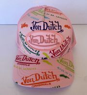   PINK ALL OVER PRINT MESH TRUCKER CAP HAT - ONE SIZE