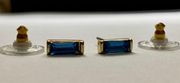 Baguette Cut Sapphire Stud Earrings