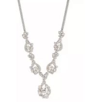 Givenchy Crystal Cluster Lariat Necklace in Silver-Tone nwt