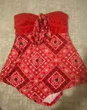 Red Country Tank Top Flowers