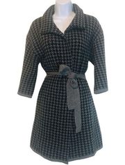 Chiara‎ mente wool blend houndstooth belted cardigan coat size S