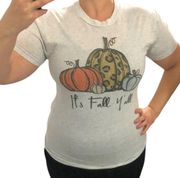 "It's Fall Y'all" SIZE X-SMALL Pumpkin Autumn Halloween Thanksgiving Printed Tee