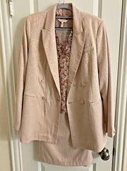 HOUSE OF HARLOW Double Breasted Jacquard Blazer in Light Pink Size M