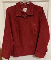 Studio Works Pink Lined Long Sleeve Faux Suede Full  Zipper Jacket 18W Pockets