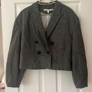 Veronica Beard Sybille Cropped Tailored Jacket Blazer in Sage Multi