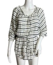 Faithfull the Brand Romper Womens 2 White Navy Blue Striped Off Shoulder Casual