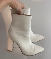 Nasty Gal White Faux Leather Booties