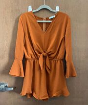 Orange Long Sleeve Romper