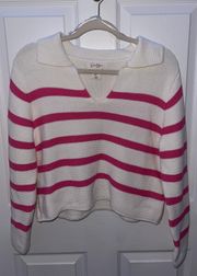 White & Pink Striped Sweater