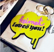 Authentic MCM Brand New Heimat Loves You Neon Yellow / Pink Bag Charm / Keychain