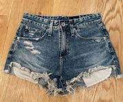 AG Adriano Goldschmied The Sadie Short High Rise Frayed Uneven Hems Size 23R