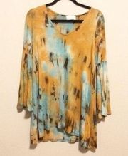 Audrey 3+1 Tie Dye Bell Sleeve Dress