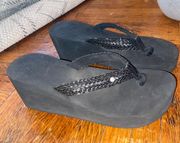 Black  Heeled Flip Flops