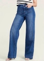 Old Navy NWT extra high rise wide leg patch pocket jeans 6