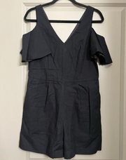 Anthropologie Elevenses Cold Shoulder Black Romper Size 4