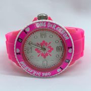 One direction 39mm ladies Quartz watch pink plastic case silicone band WR runs