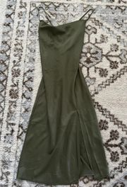 Olive Green Cowl Neck Dress