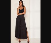 Black Whisper Wide Leg Side Split Pants S