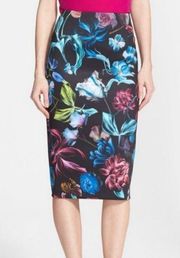 Ted Baker Dabah Floral Print Scuba Stretchy Pencil Skirt Size 2 US Size 4-6 NWOT