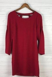 Skies Are Blue Red Shift Dress Strappy Back And Long Bell Sleeves Size XS