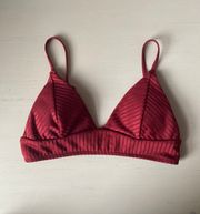 NWOT  burgundy red ribbed triangle padded bikini top