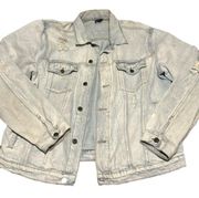 H&M Divided distressed jean jacket women XL light wash