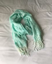 White And Mint Paisley Printed Scarf