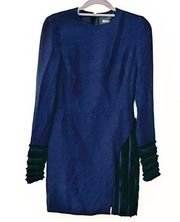 BIRD BY JUICY COUTURE NAVY LONG SLEEVE MINI DRESS WITH FRINGE SIZE XS