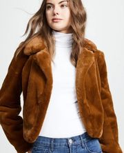 BLANK NYC brown faux fur fuzzy jacket.