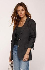 Revolve X Heartloom Charcoal Grey Pin Stripe Sawyer Boyfriend Blazer - Small